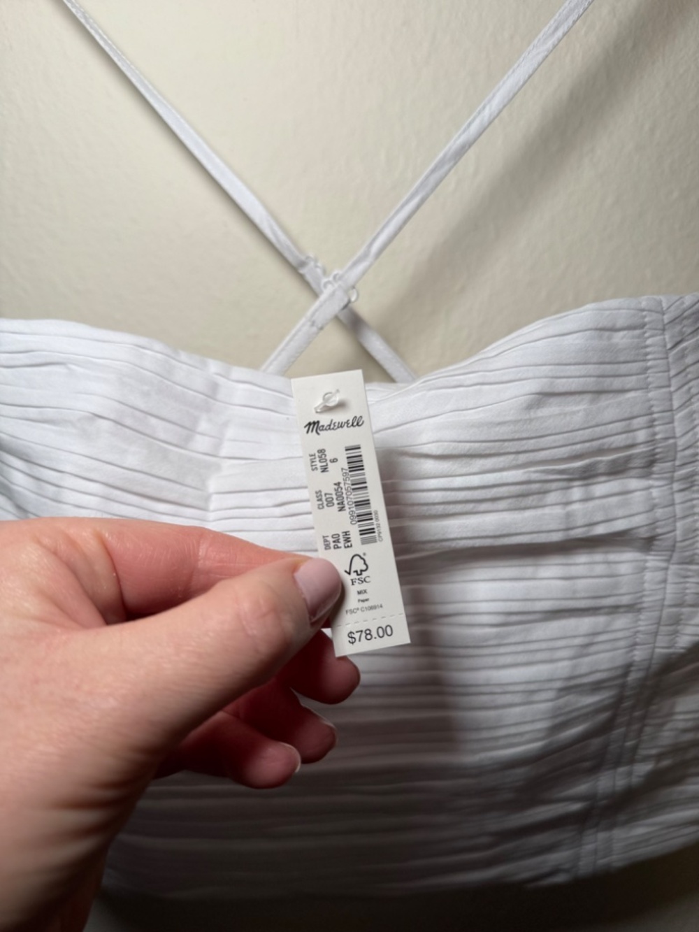 Madewell Poplin Crop Tube Top Size 6 NWT White Smocked Corset Bustier Cotton - Picture 3 of 5
